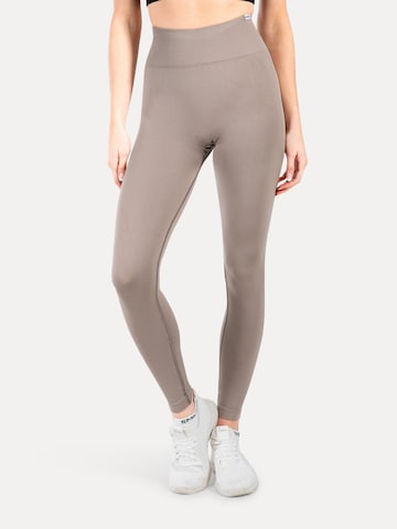 Coupe slim Leggings 'Alira' Smilodox en beige : devant