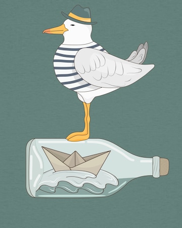 T-shirt ' Möwe mit Hut ' Watapparel en vert
