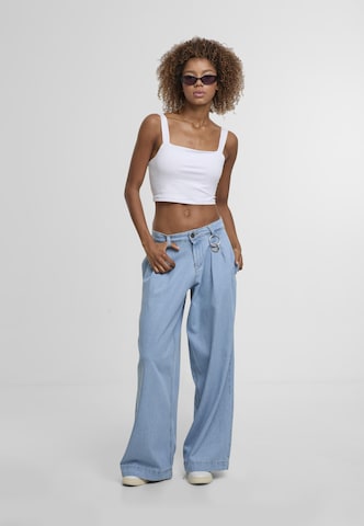Urban Classics Regular Ladies Wide Leg Light Denim Pants ' ' in Beige