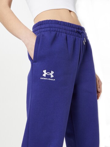 UNDER ARMOUR - Tapered Calças de desporto 'Essential' em azul