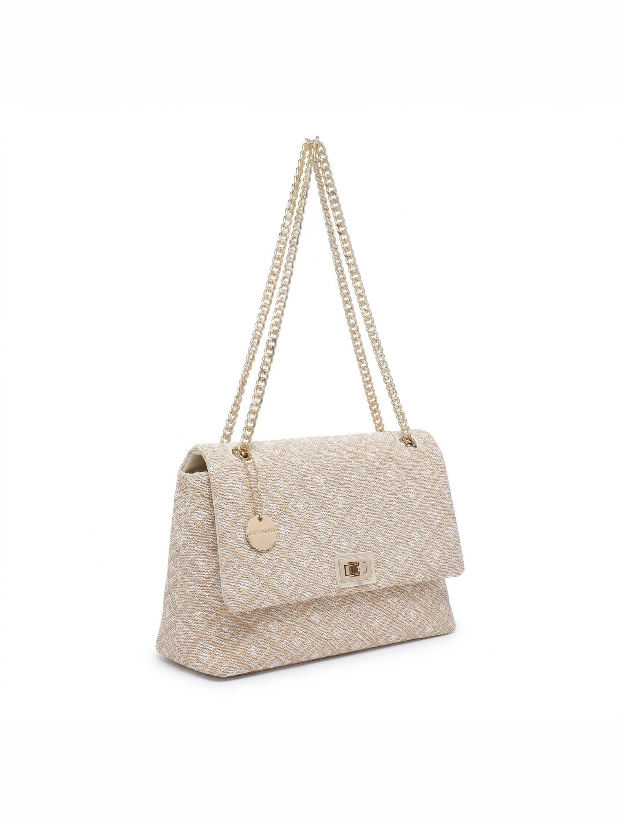 Borsa a spalla 'Borsa a Spalla Donna Amelia Plus - Jacquard Geometrico Poliestere' di Kassandra in beige