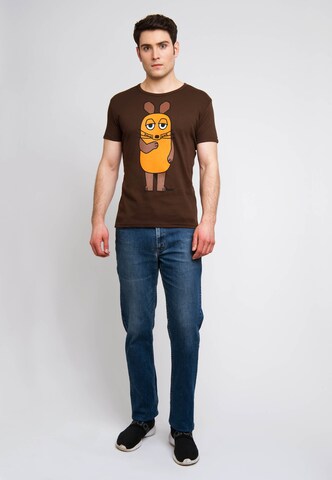 LOGOSHIRT T-Shirt 'Die Sendung mit der Maus' in Braun