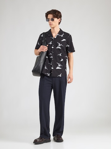 HUGO - Regular Fit Camisa 'Ellino' em preto