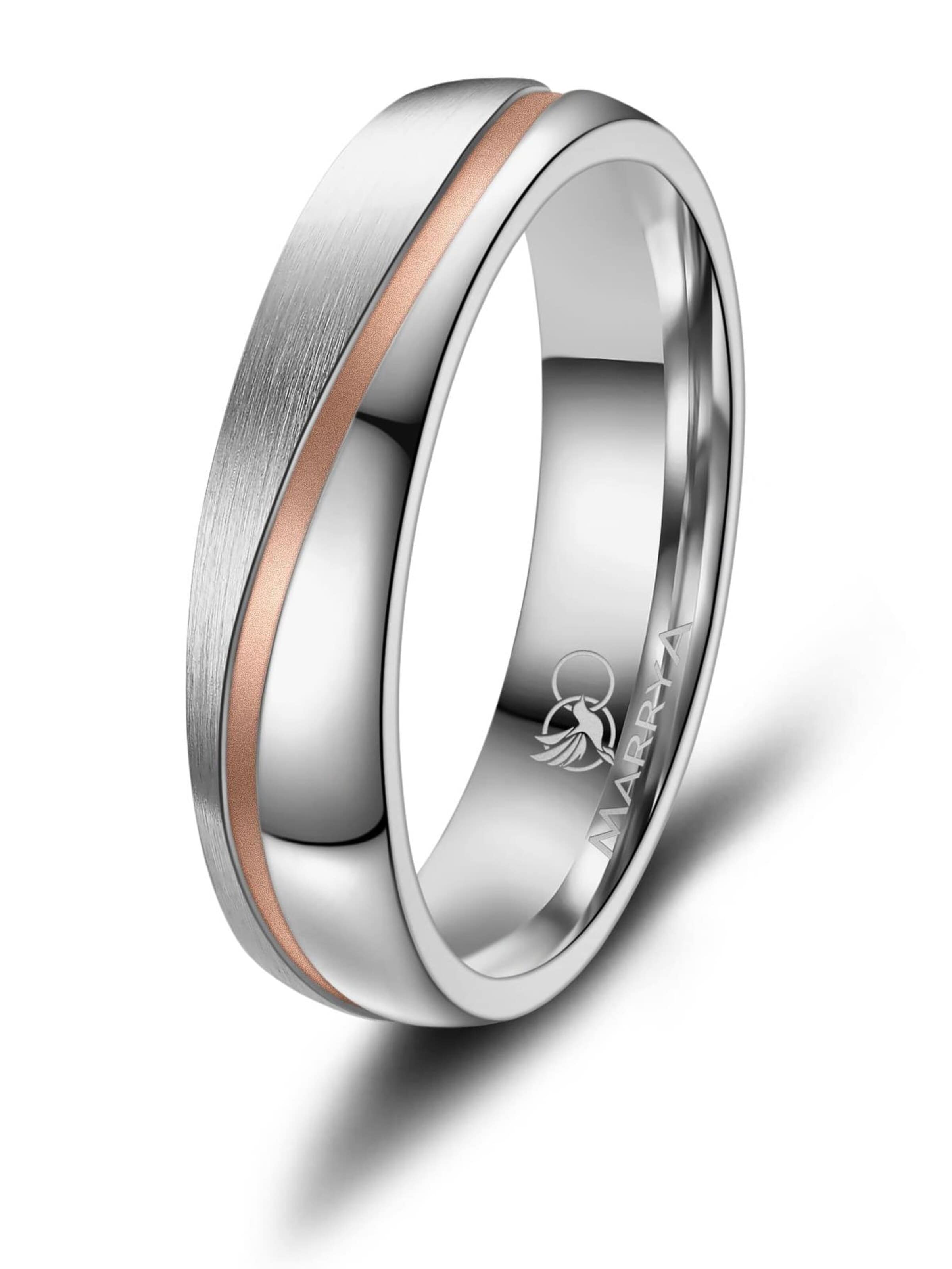 MARRYA Ring 'MARRYA ES-11 Ehering aus Edelstahl - Silberfarben & Rosé' i silver