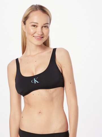 Calvin Klein Swimwear Bralette Bikini Top in Black: front