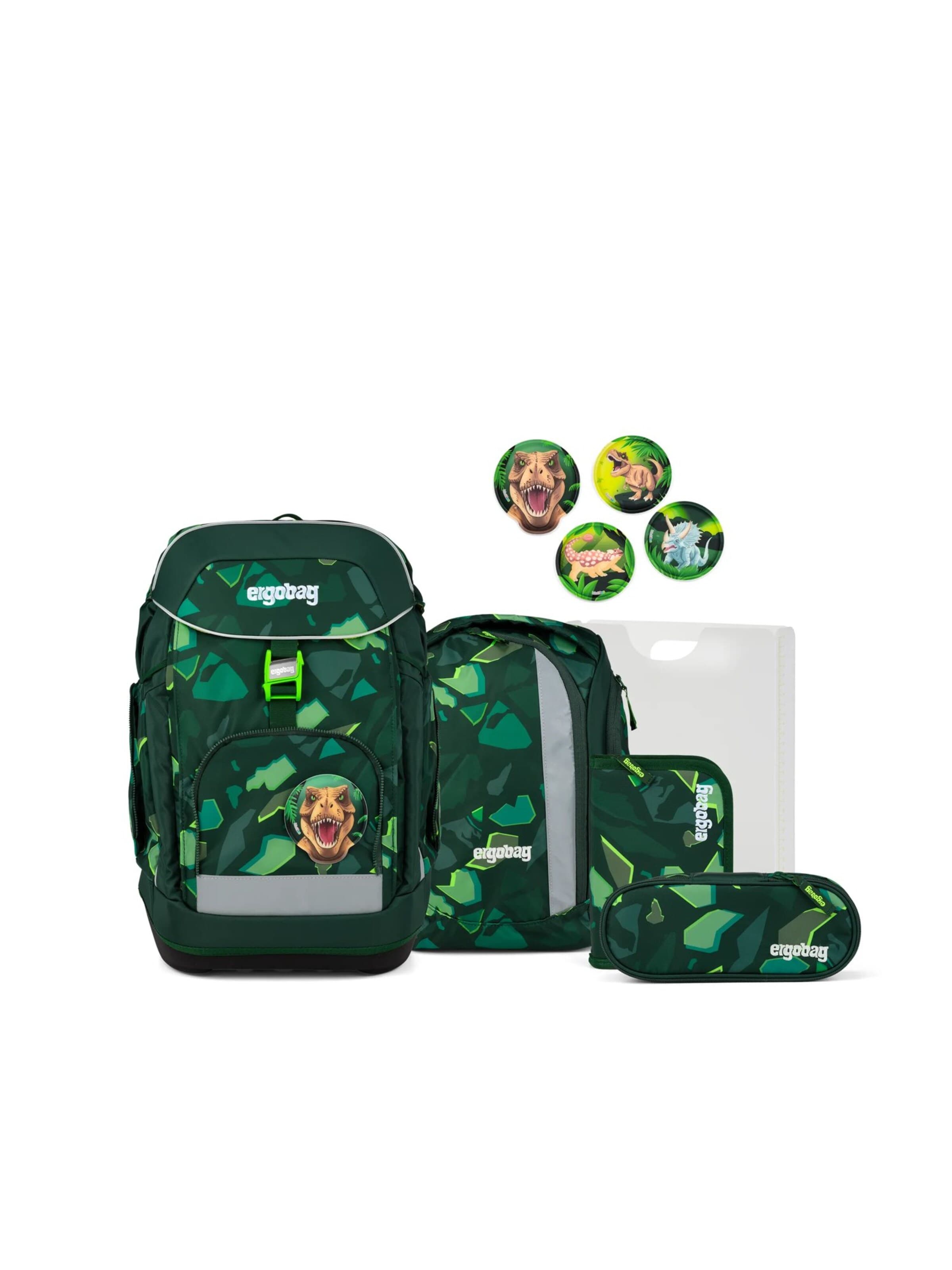 ergobag Backpack 'Schulranzen-Set maxi Set' in Green: front