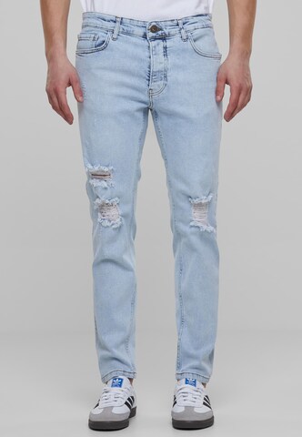 2Y Premium Tapered Jeans in Blue: front