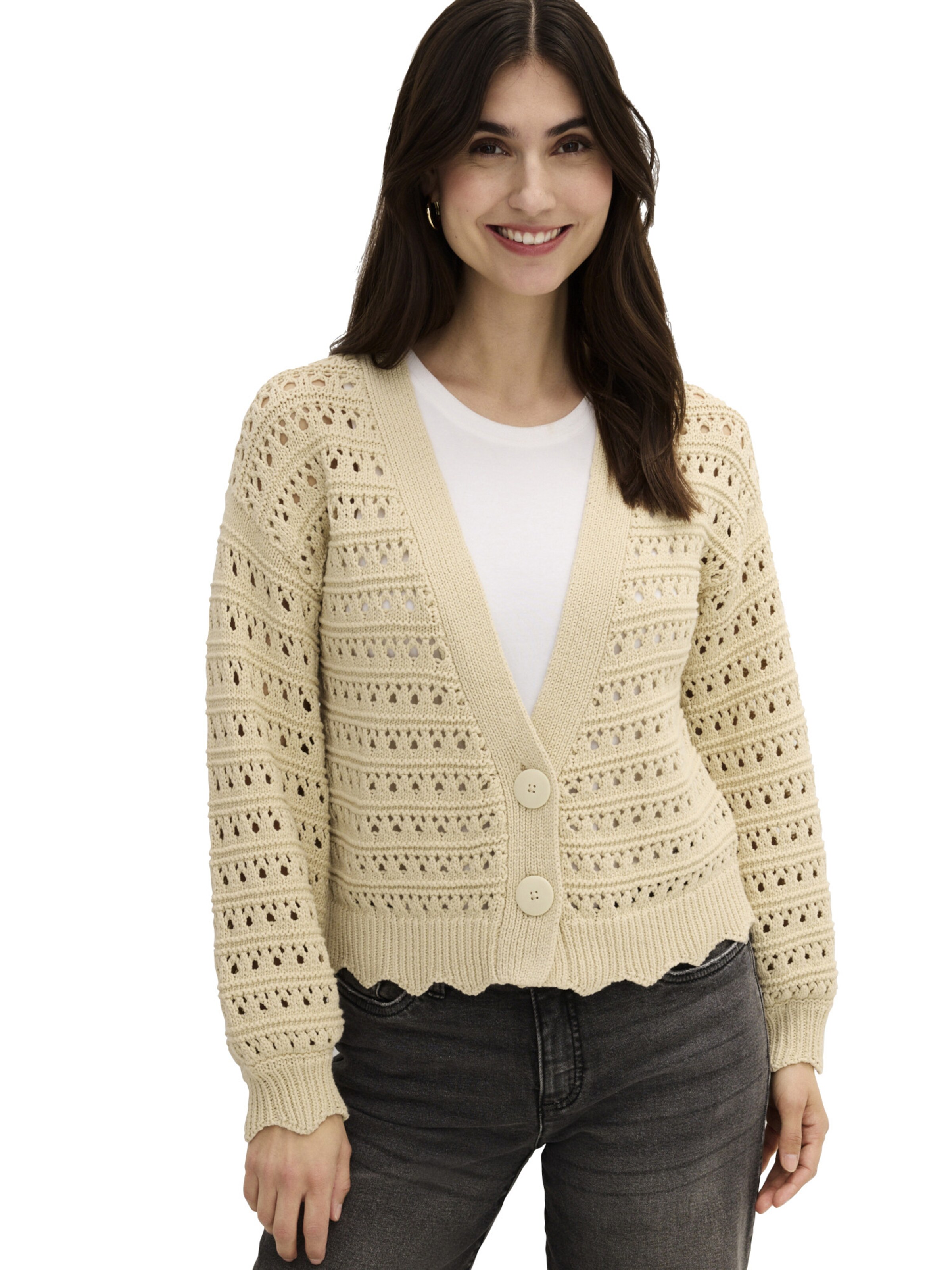 bonprix Gebreid vest in Beige: voorkant