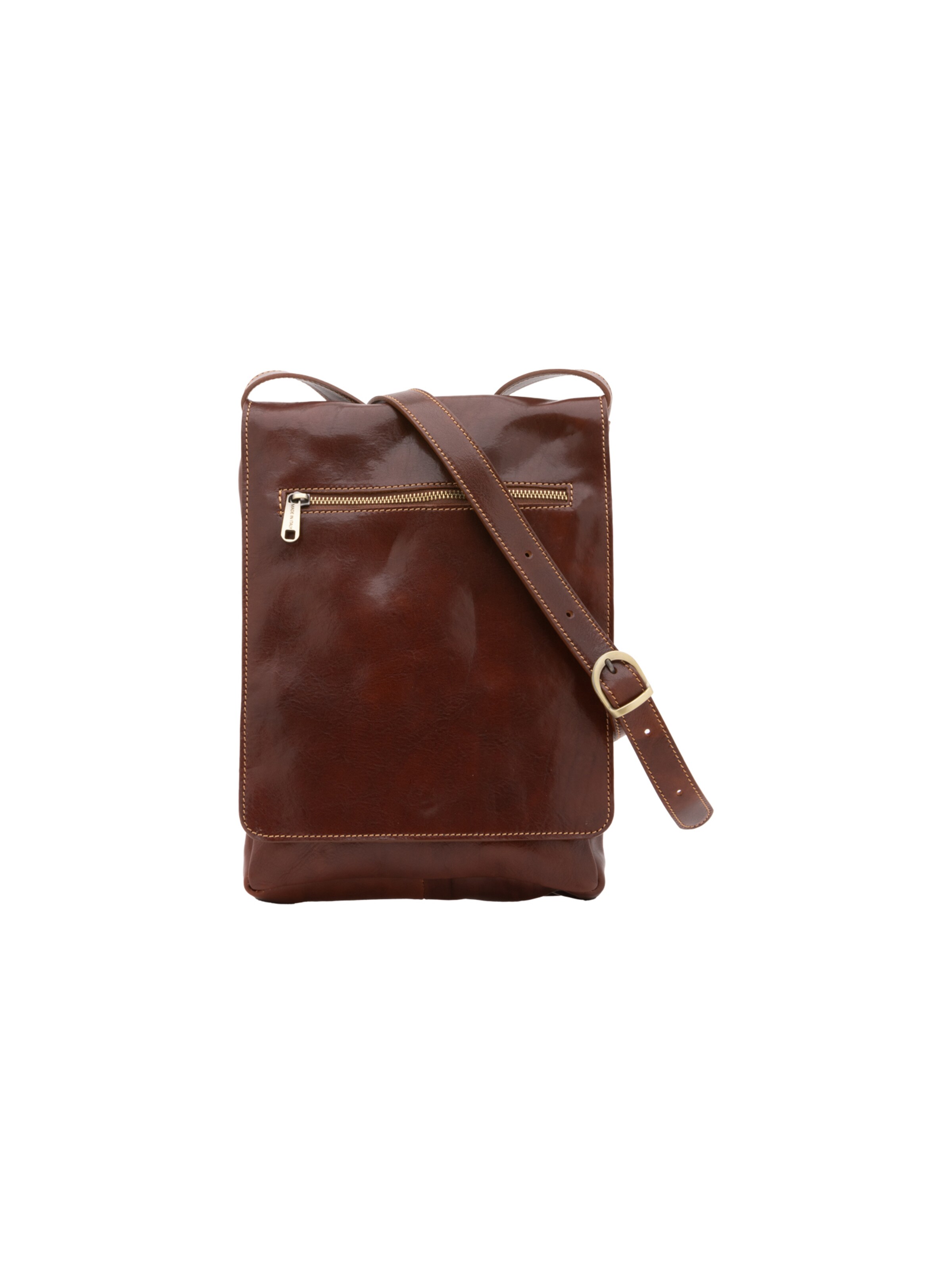 Borsa a tracolla 'Borsa a tracolla uomo vera pelle vacchetta con chiusura calamita - Made in Italy' di I Fratelli in marrone: frontale