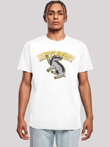 T-Shirt 'Harry Potter Hufflepuff Sport Emblem' F4NT4STIC en blanc : devant