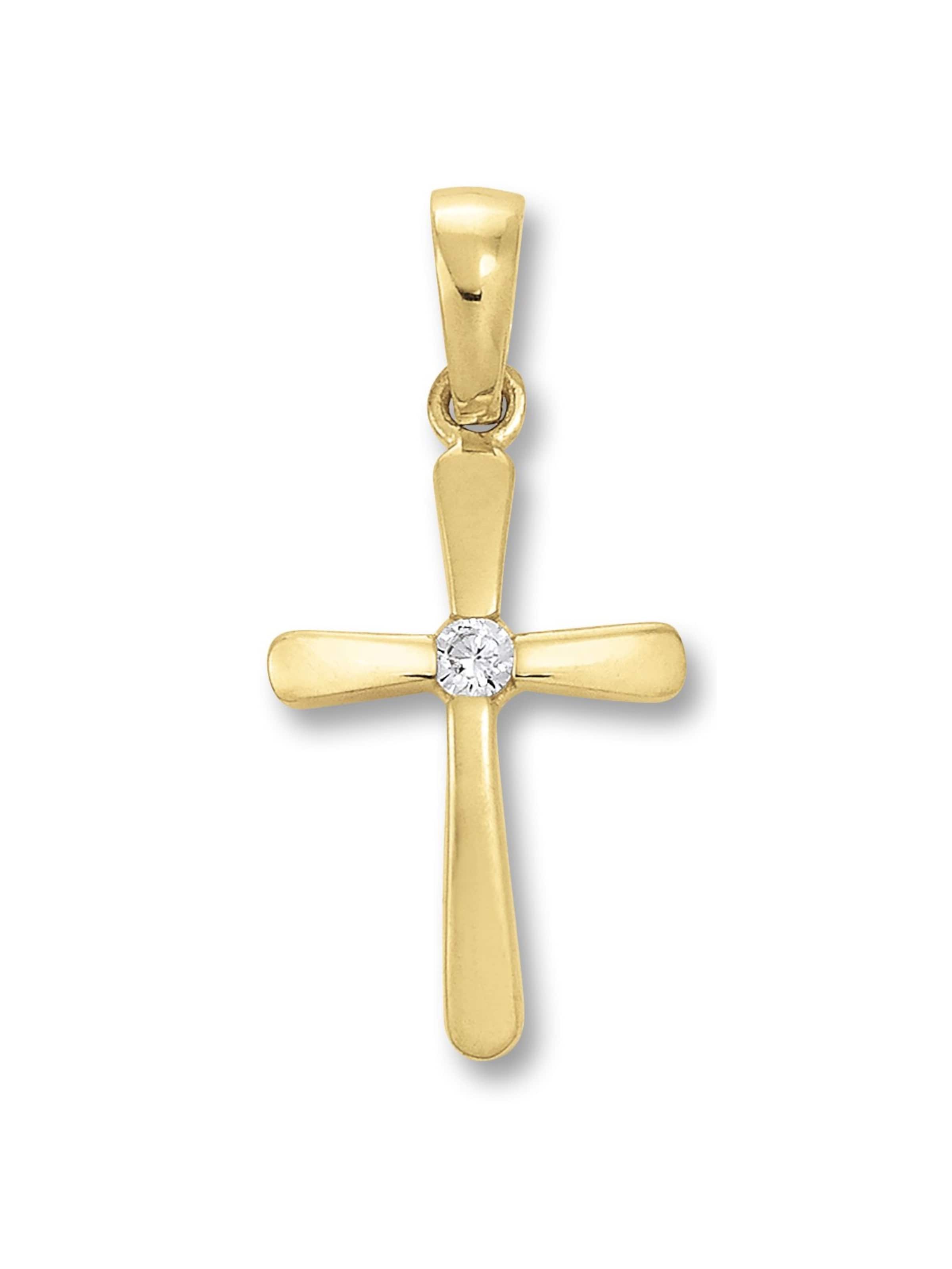 ONE ELEMENT Anhänger 'Kreuz' in Gold: Vorderseite