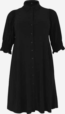 Yoek Shirt Dress in Black: front