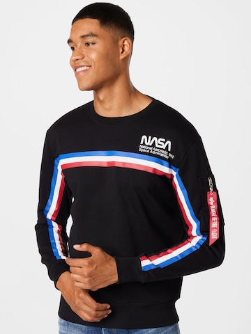ALPHA INDUSTRIES Sweatshirt 'NASA' in Black: front
