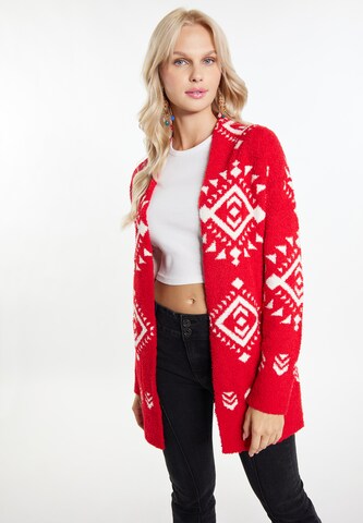 IZIA Knit cardigan 'Gaya' in Red: front