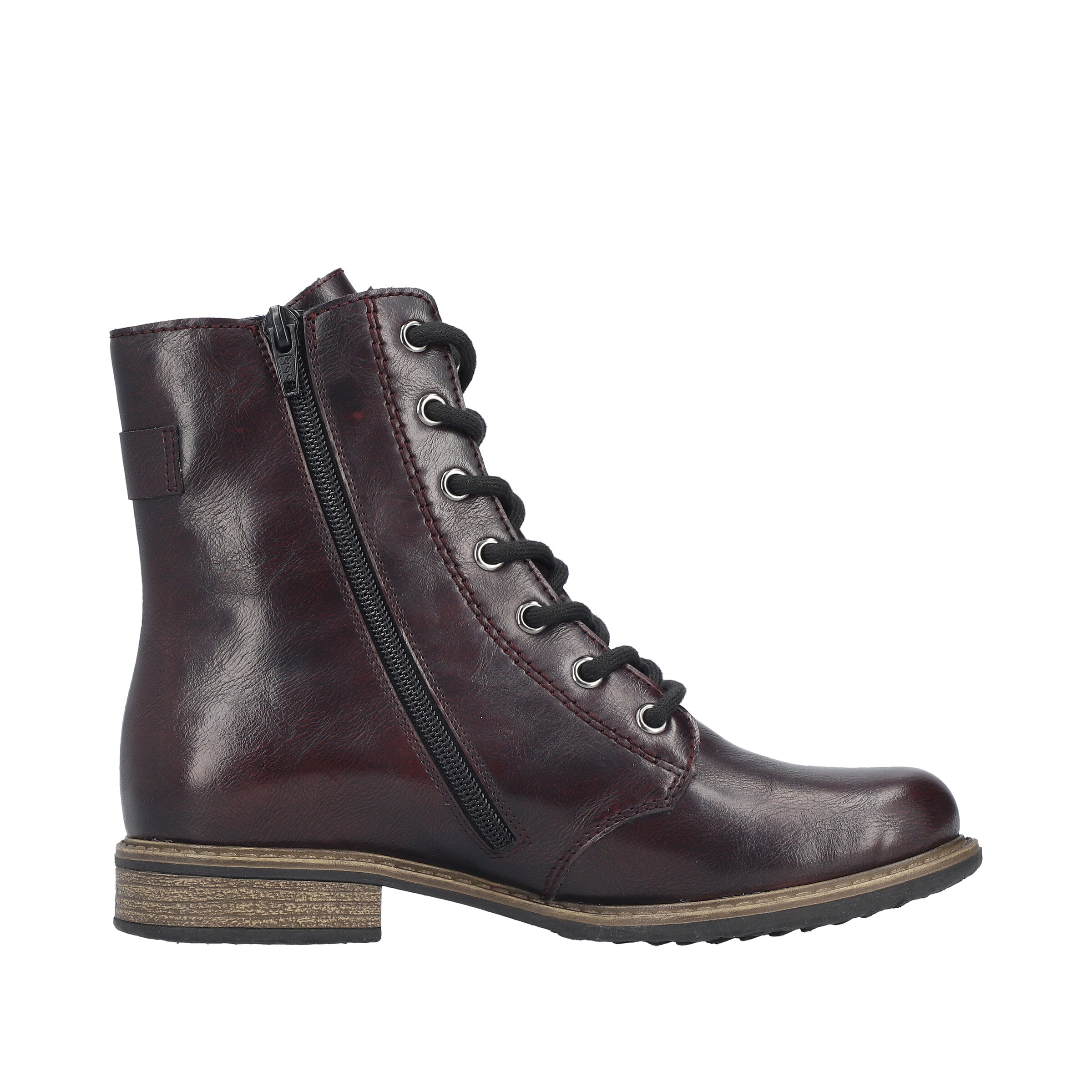 Rieker Lace-Up Ankle Boots in Red