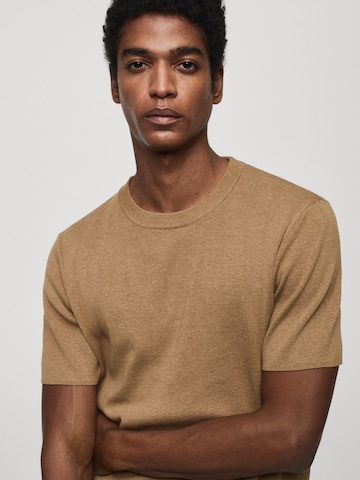 MANGO MAN Sweter 'LINO' w kolorze brązowy