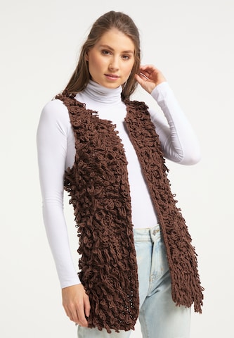 IZIA Knit Cardigan in Brown: front