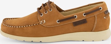 Travelin Moccasins 'Seaport' in Brown: front