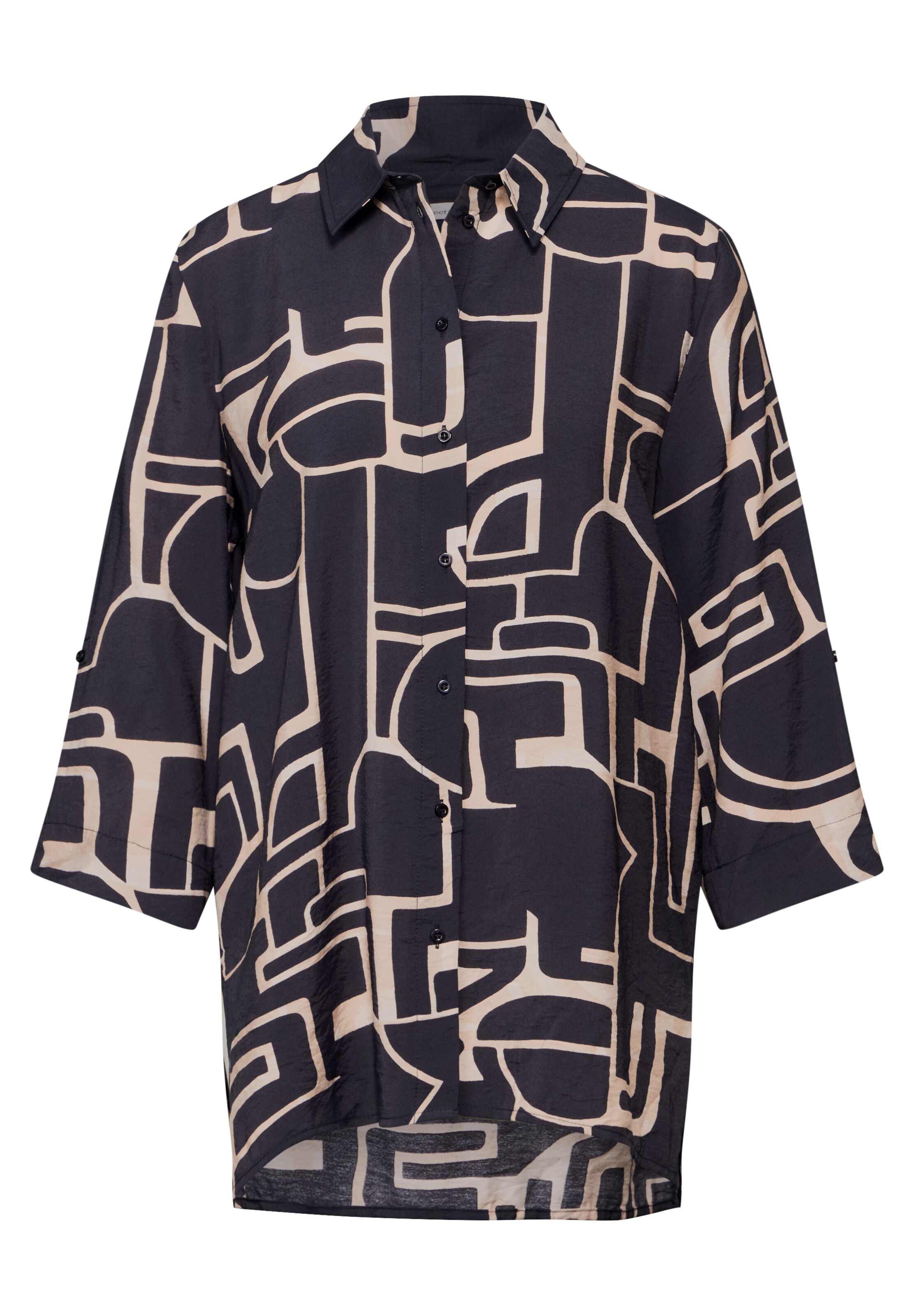 STREET ONE Lange Bluse mit Turn-Up in Blau: Vorderseite