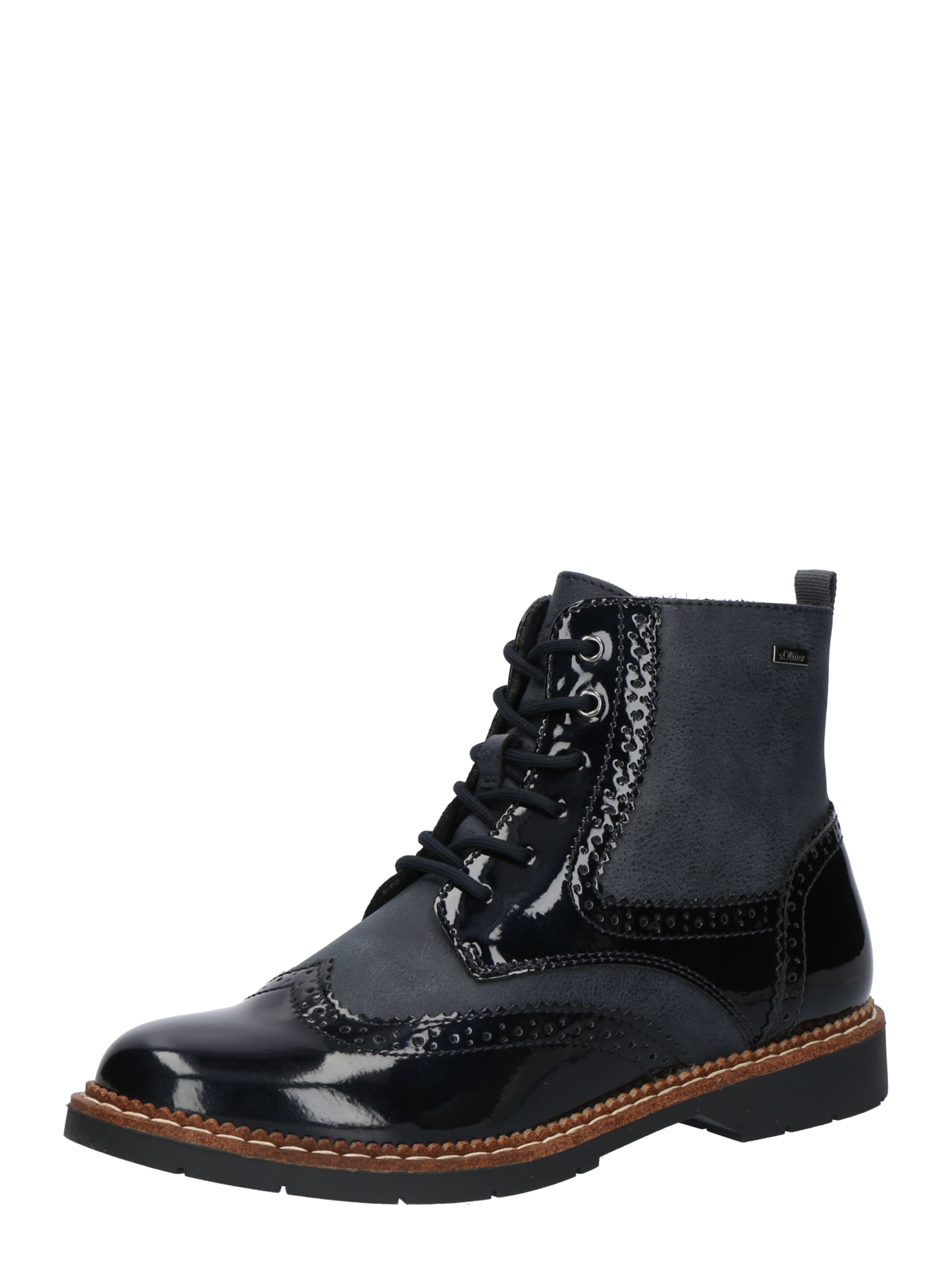 s.Oliver Lace-Up Ankle Boots in Blue: front