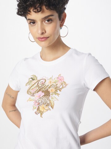GUESS T-Shirt 'Hibiscus' in Weiß
