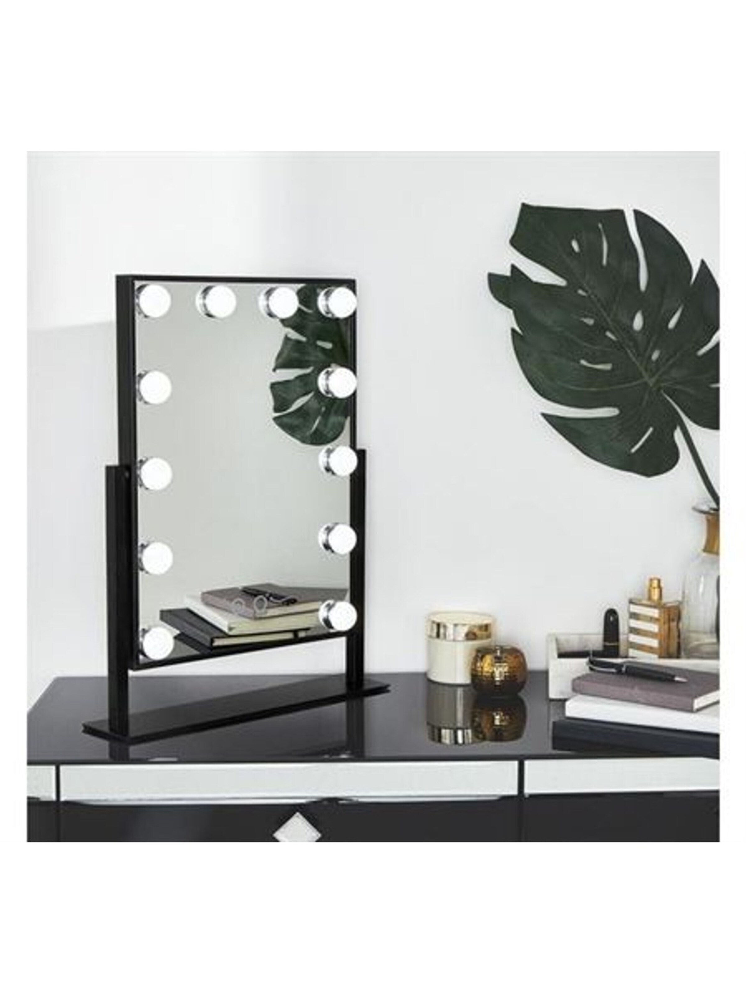 Boîte à bijoux 'UNIQ New York Mega - Makeup mirror 12 bulbs - Black' UNIQ Beauty en noir