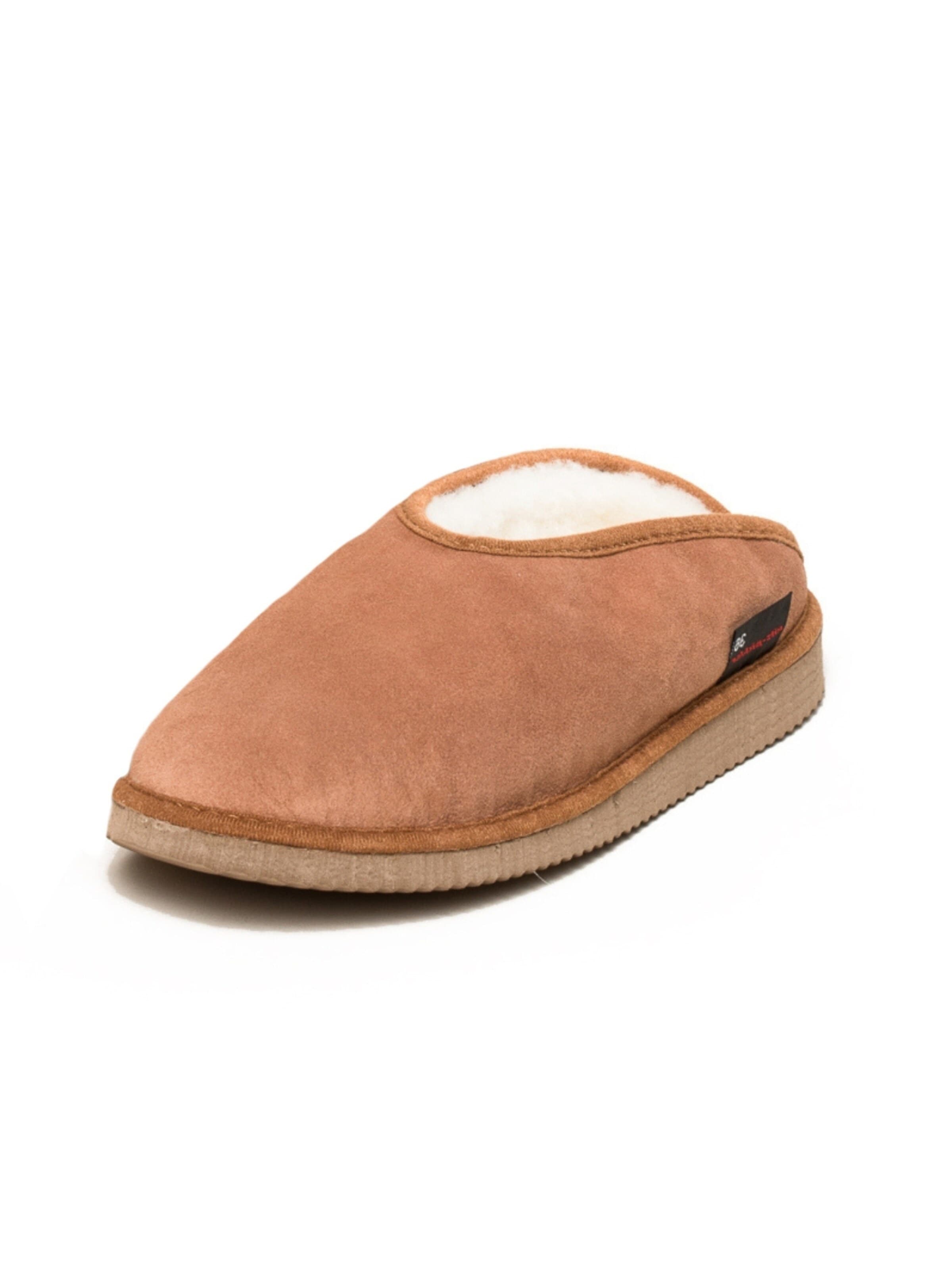 kitz-pichler Slippers 'Lammfellhausschuhe Fatima' in Brown: front