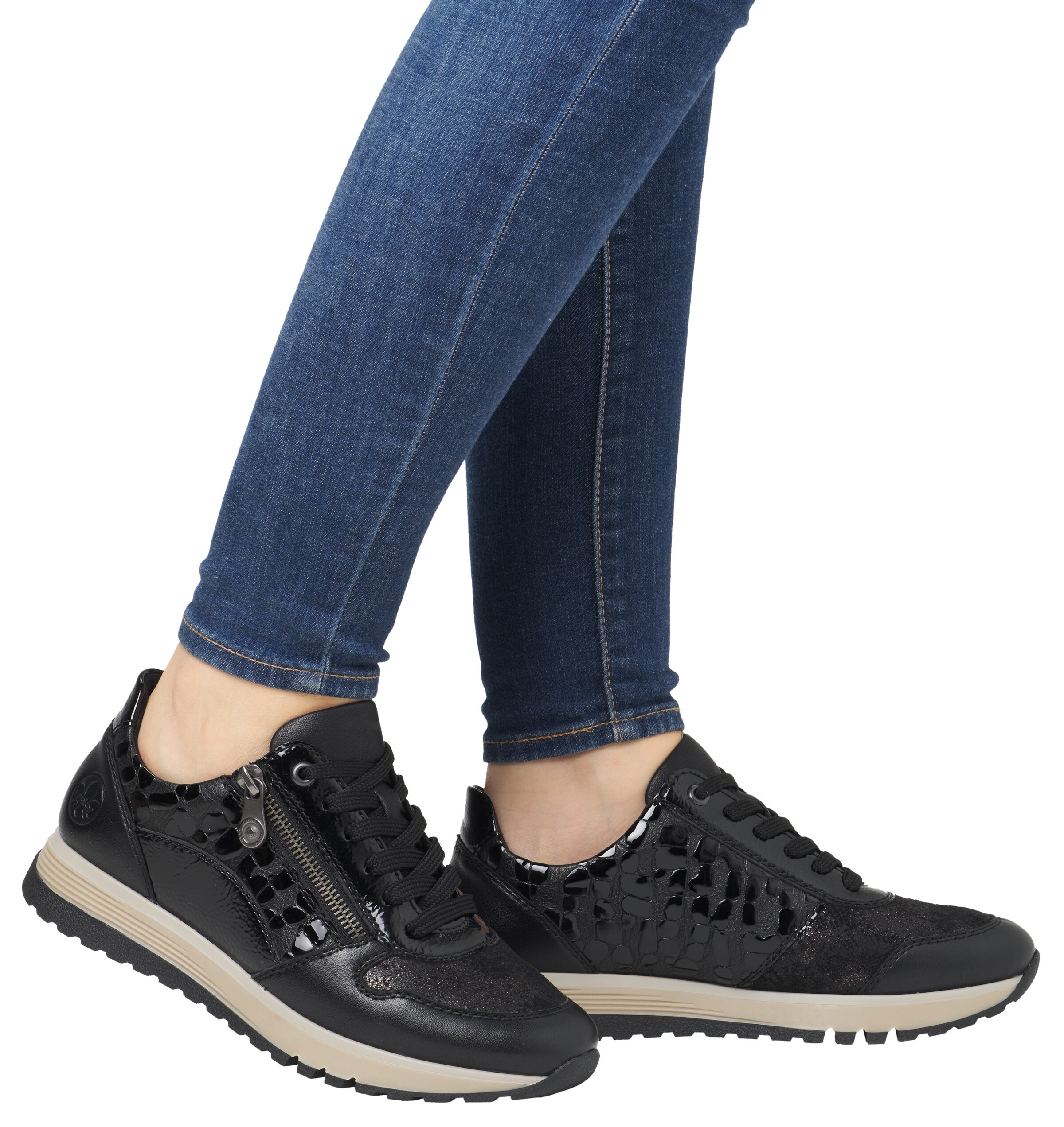 Rieker Lace-Up Shoes in Black: front