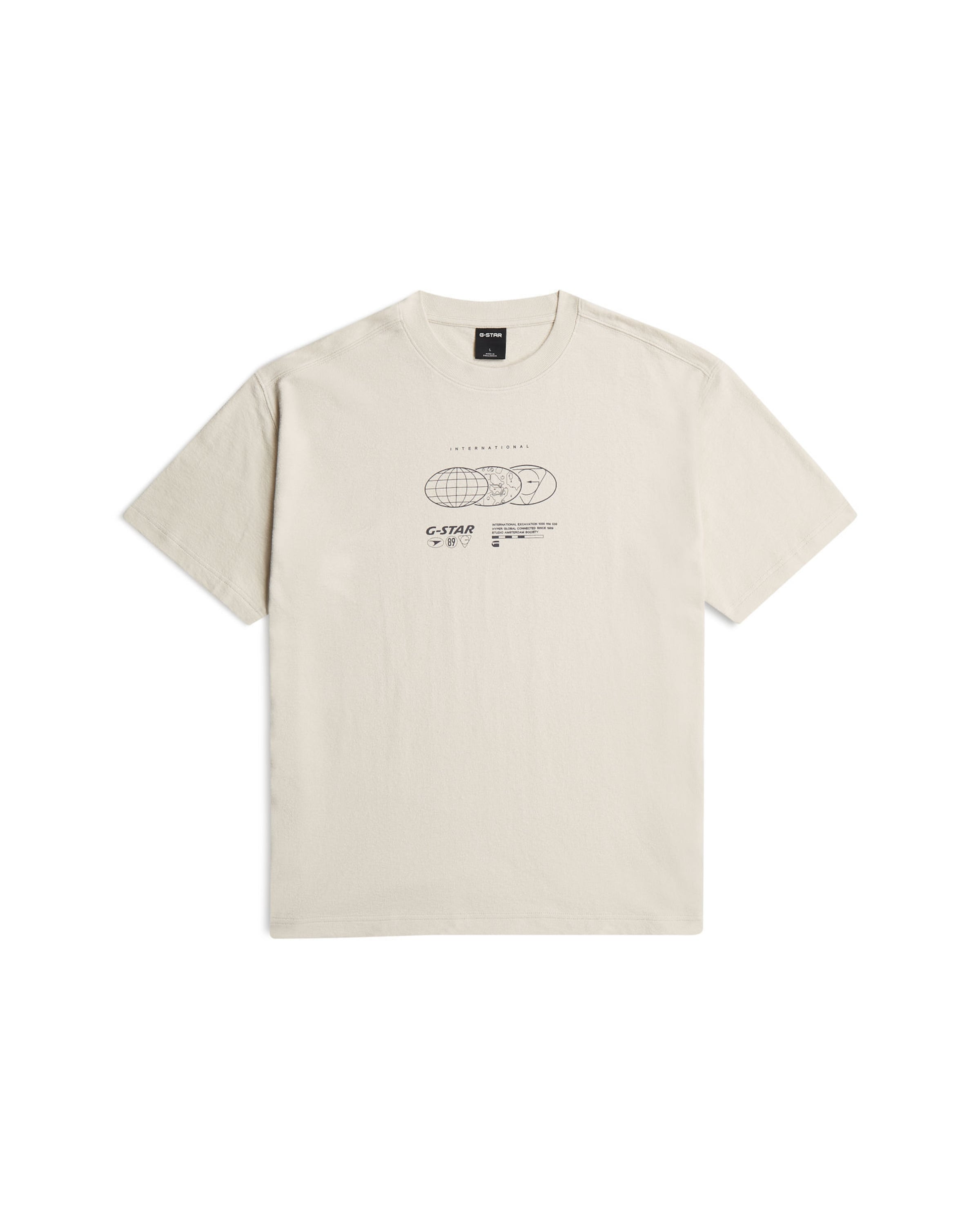 G-STAR T-Shirt - 'Globes Relaxed T-Shirt' in Weiß: Vorderseite