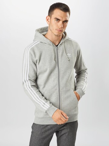 ADIDAS ORIGINALS Regularny krój Bluza rozpinana '3-Stripes' w kolorze szary: przód