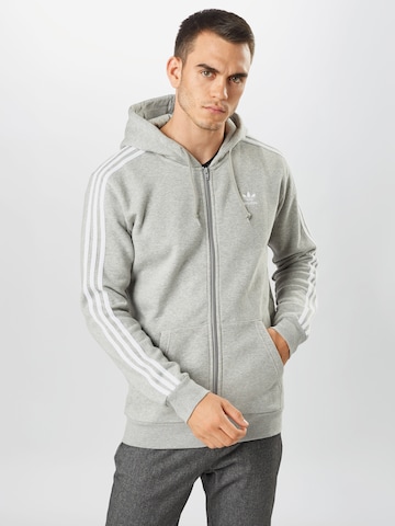 ADIDAS ORIGINALS Regular fit Суичъри с качулка '3-Stripes' в сиво: отпред