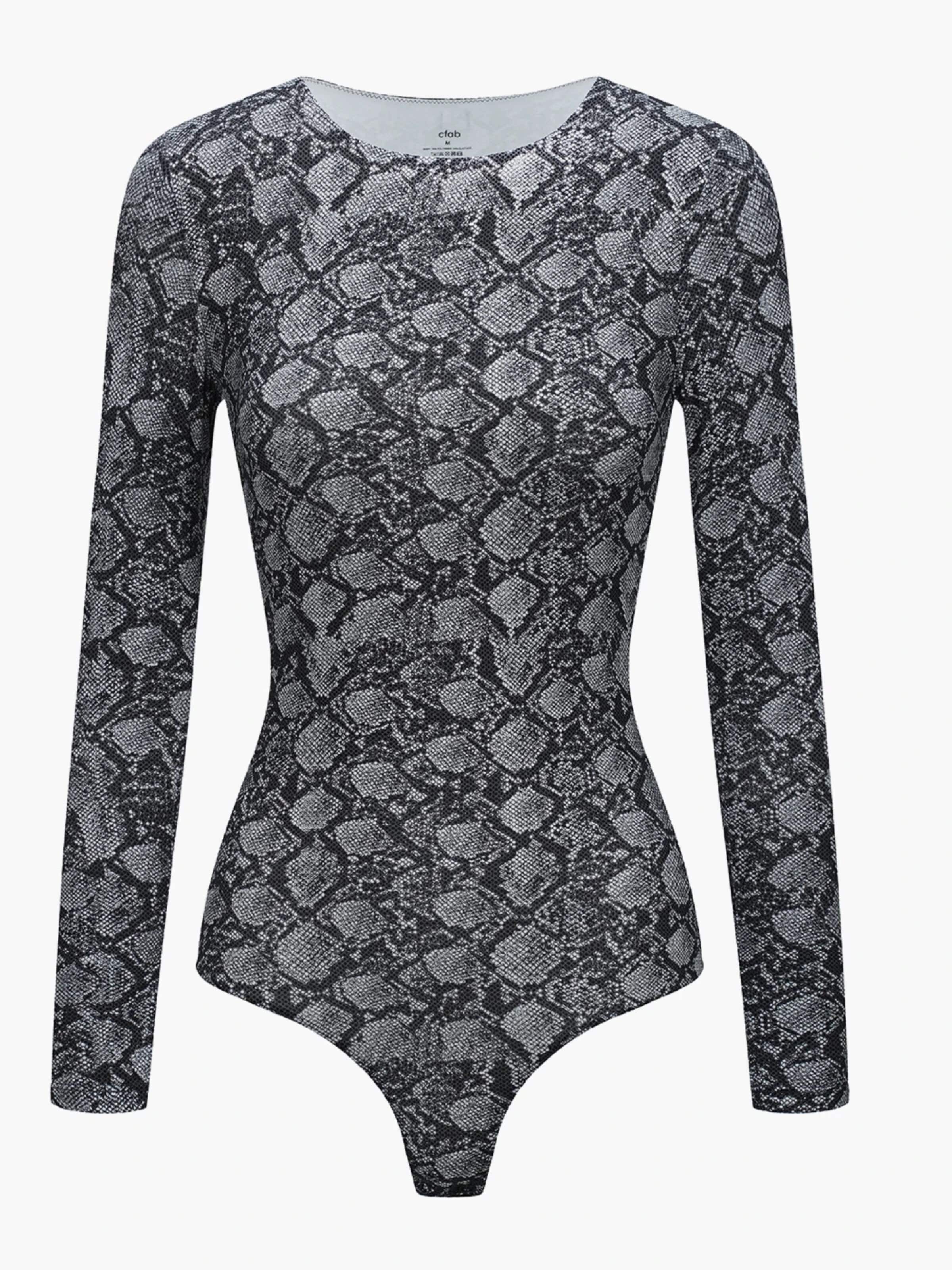 Body 'Crew Neck Longsleeve Bodysuit' di cfab (formerly creamy fabrics) in grigio: frontale