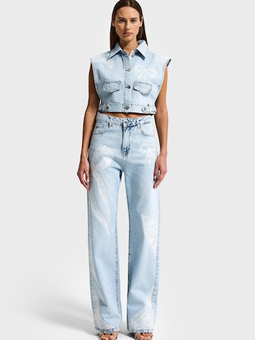 IT'S BASIC Regular Jeans 'RHINESTONE STRAIGHT MID RISE JEANS' in Blauw: voorkant