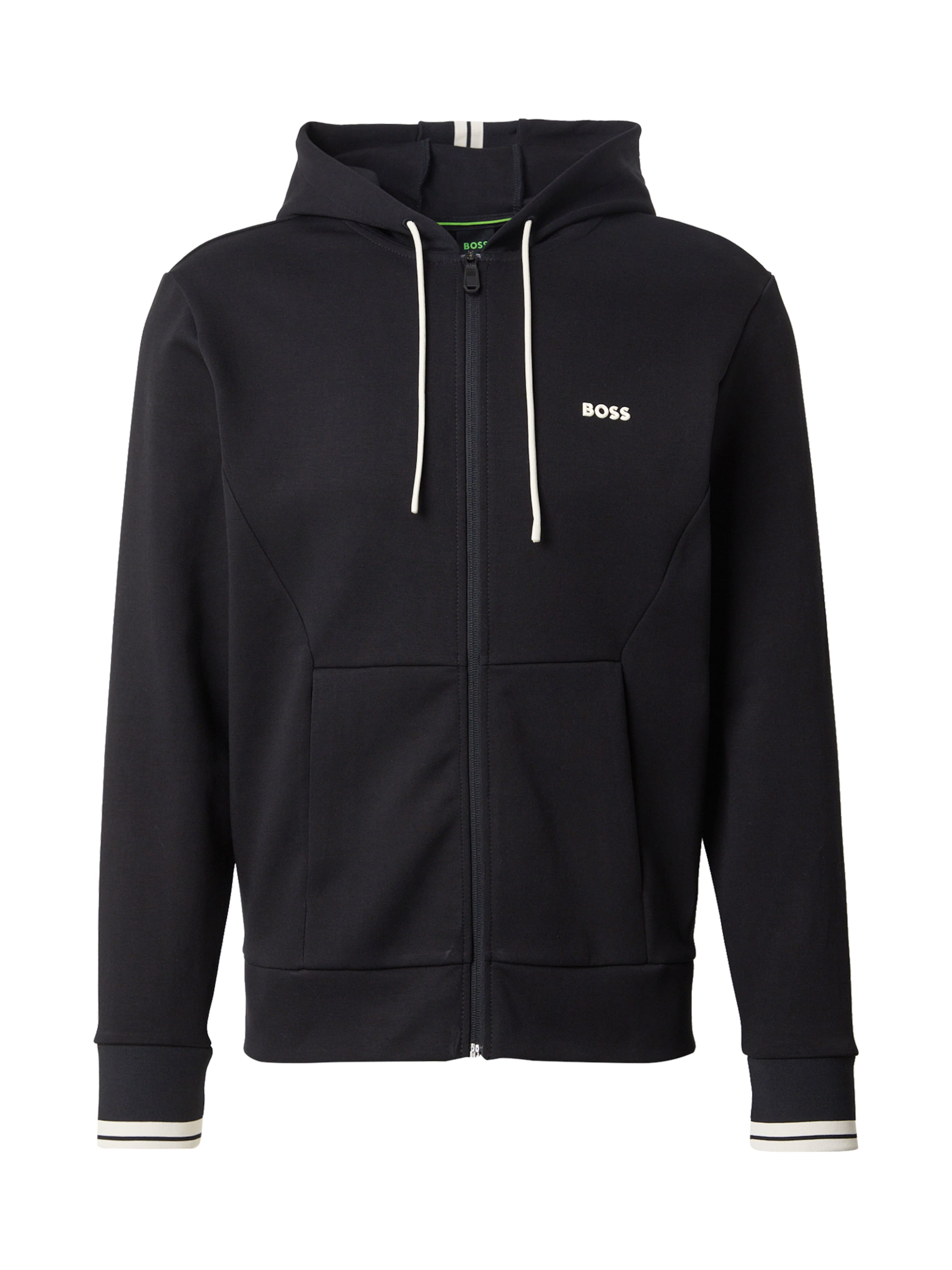 BOSS Zip-Up Hoodie in Black: front