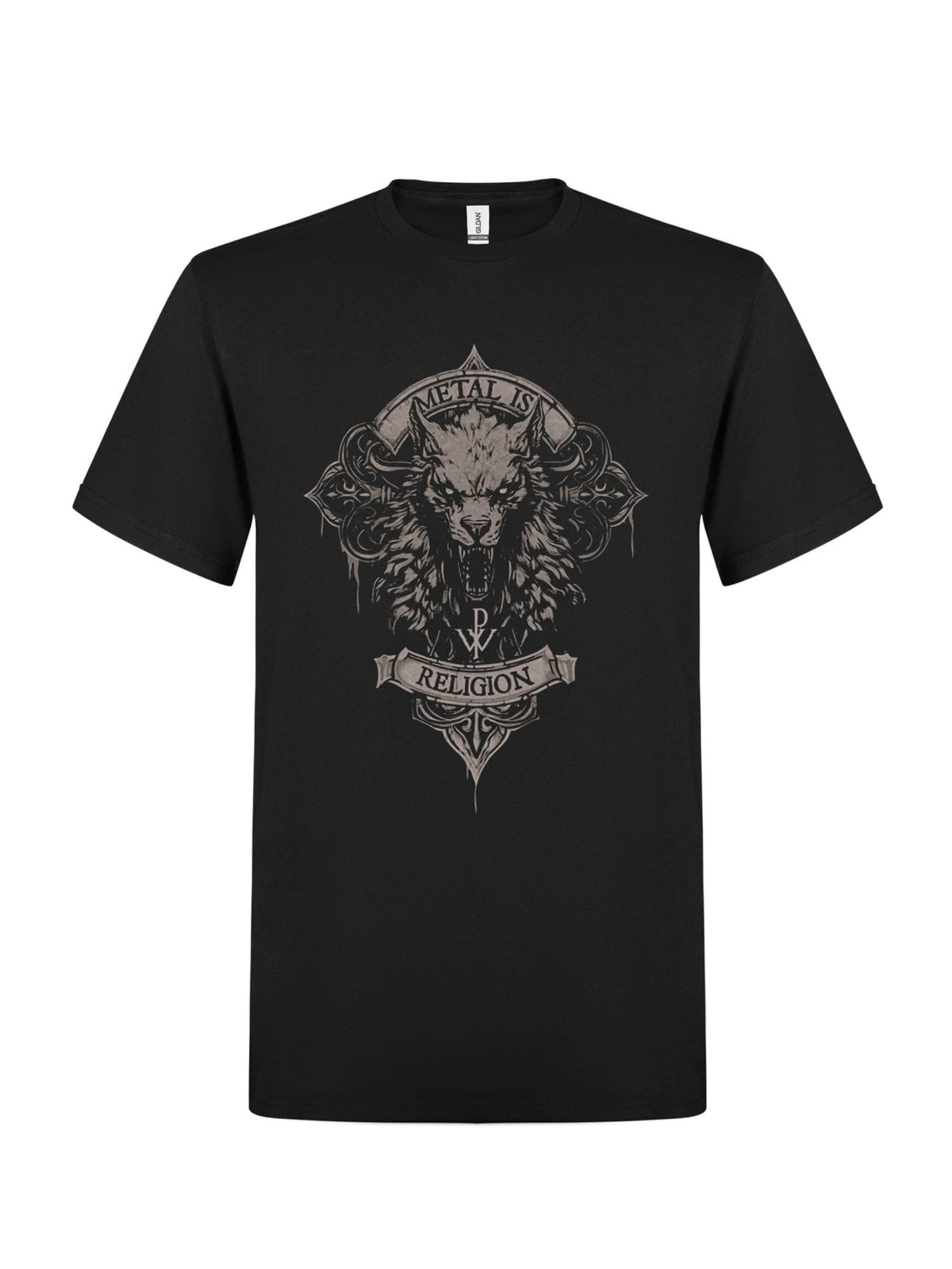 Maglietta 'Powerwolf Wolfhead' di Rockshirts in nero: frontale
