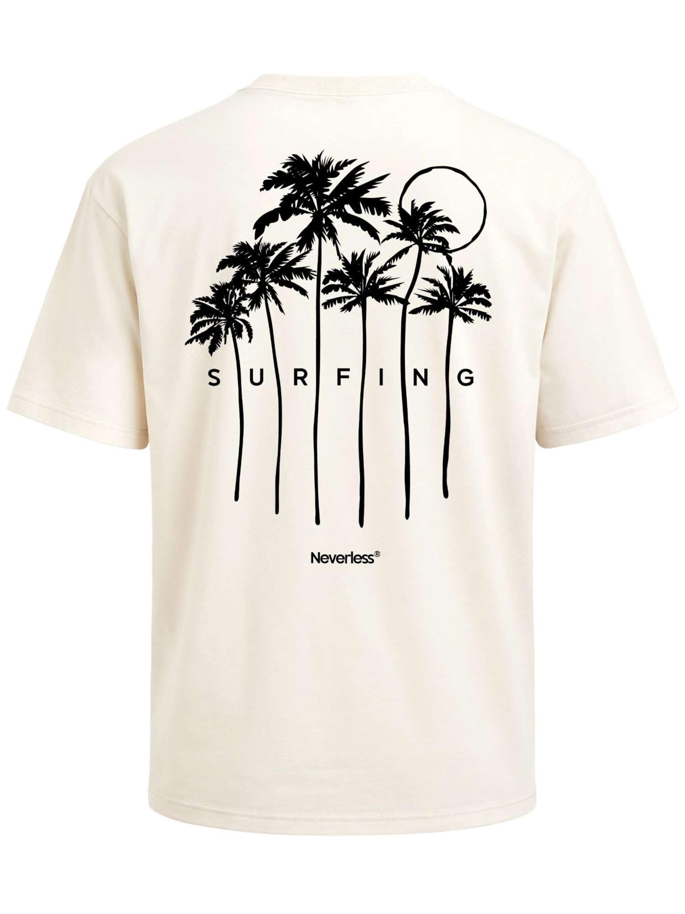 Neverless Shirt 'Palms Surfing' in Beige