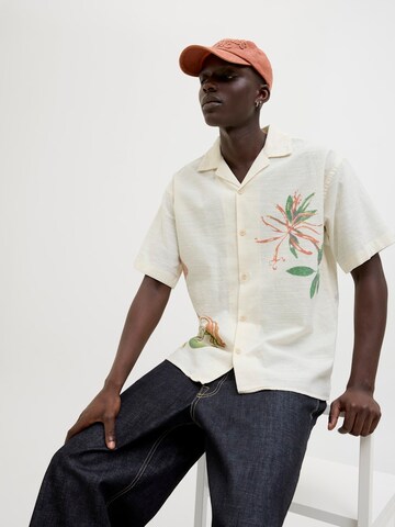 JACK & JONES Comfort fit Button Up Shirt 'JORLuke Retiro' in White