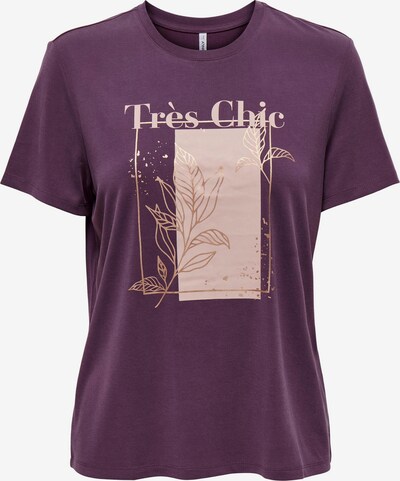 ONLY T-Shirt 'Free Life' in gold / brombeer / pink, Produktansicht