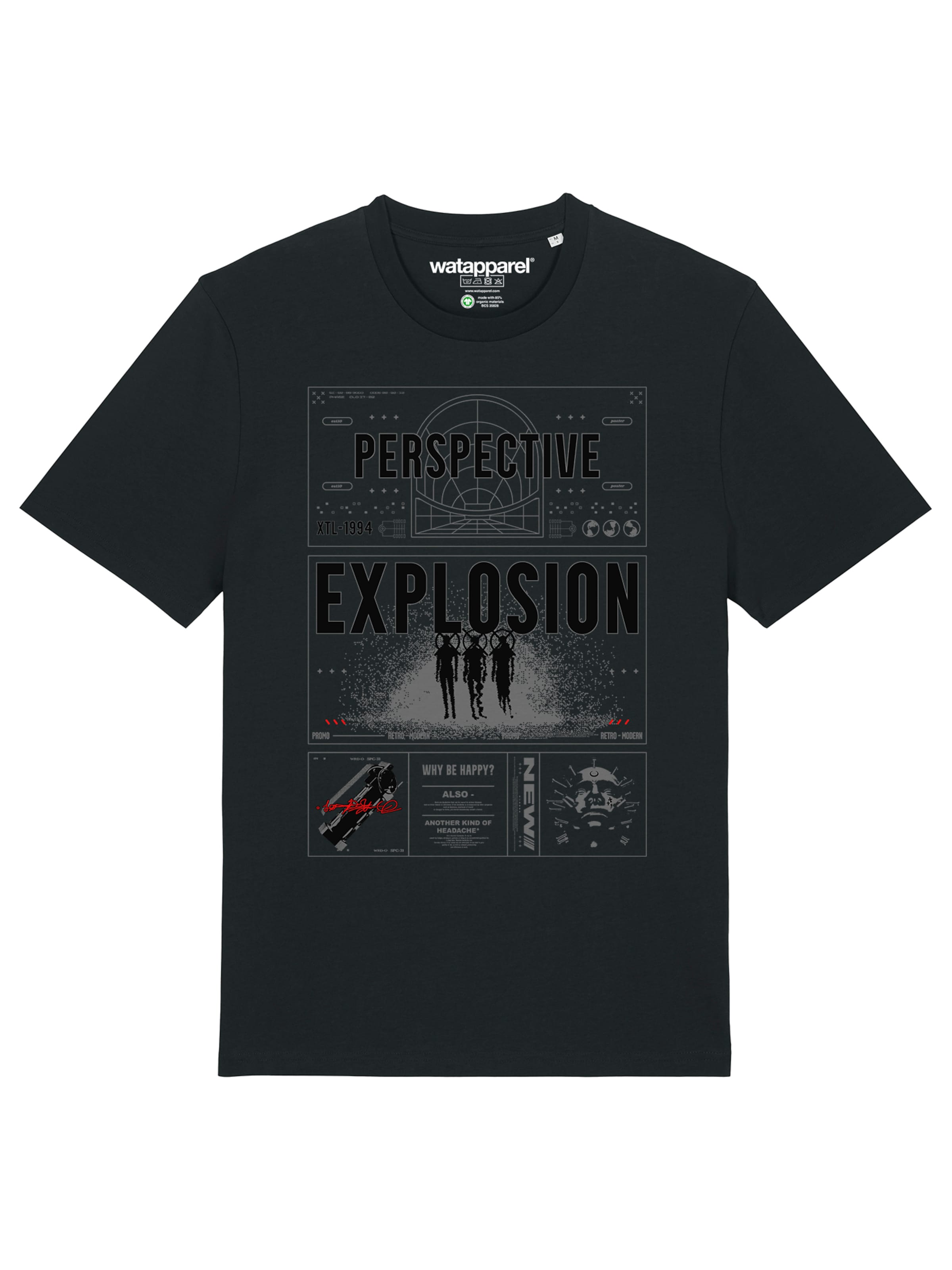 Maglietta 'Perspektive' di Watapparel in nero: frontale