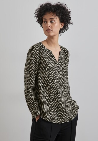 STREET ONE Gemusterte Bluse in Schwarz: Vorderseite