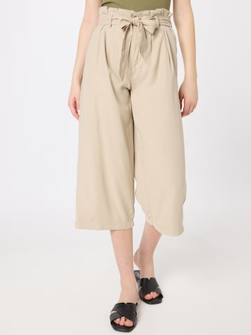 ONLY Wide leg Pleat-Front Pants 'Aminta-Aris' in Beige: front