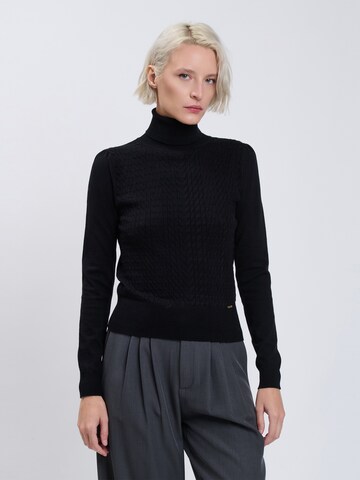 Influencer Pullover in Schwarz: Vorderseite