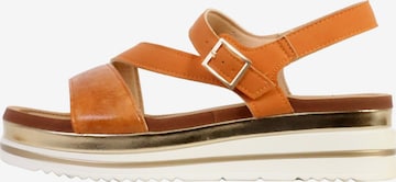 The Divine Factory Sandal in Orange: front