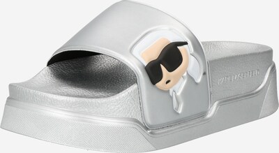 Karl Lagerfeld Pantolette in hellbeige / schwarz / silber / weiß, Produktansicht