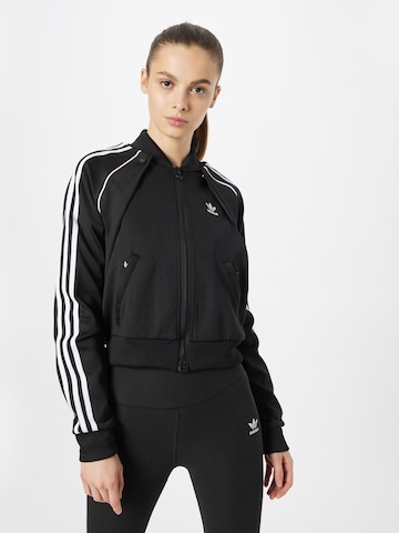 ADIDAS ORIGINALS Zip-Up Hoodie 'Always Original Sst' in Black: front