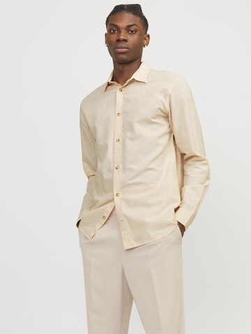 JACK & JONES Comfort fit Button Up Shirt 'JJESummer' in Orange: front
