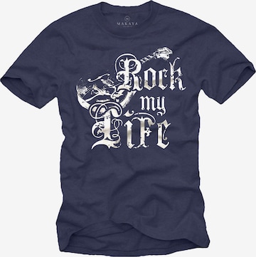 MAKAYA Shirt 'Rock my Life' in Blue: front