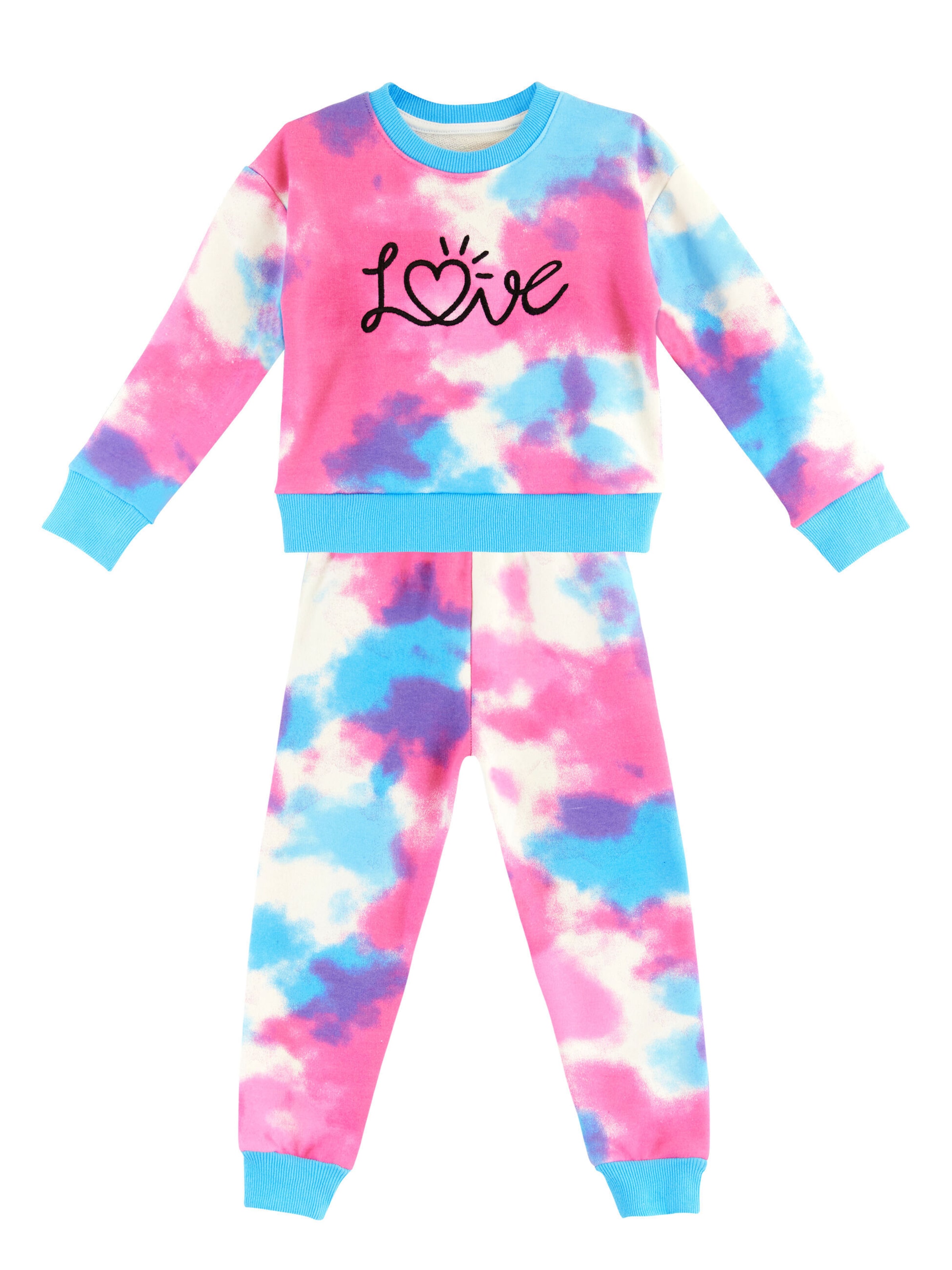 Denokids Sweatsuit 'Love' in Pink: front