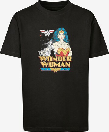 F4NT4STIC Shirt 'DC Comics Wonder Woman Posing' in Zwart: voorkant