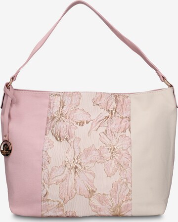 Borsa a mano 'Borsa a tracolla Gianmarco Venturi Alizé pelle vegana bicolore stampa floreale' di GianMarco Venturi in rosa: frontale